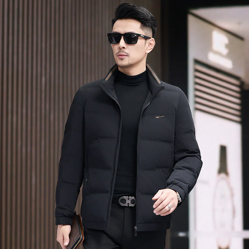Men’s Puffer Jacket - Synthetic Blend - Regular Fit - Stand-Up Collar - Hip Length