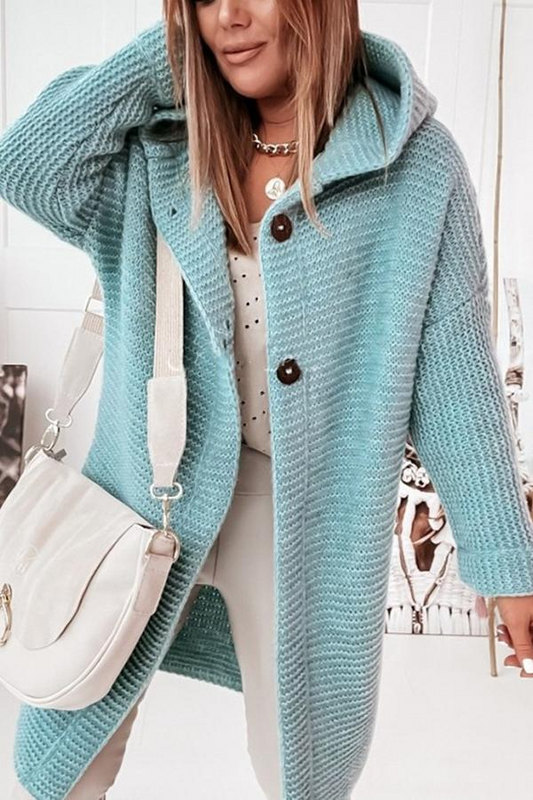 Women’s Cardigan - Knit - Hooded - Longline - Button Front