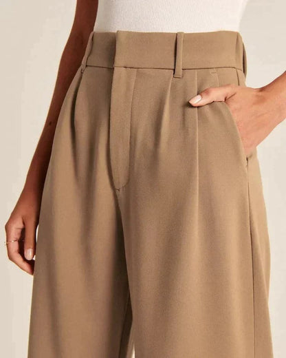 Dame Bukser - Højtaljet Wide-Leg - Komfortabelt Letvægtsstof - Elegant Pasform
