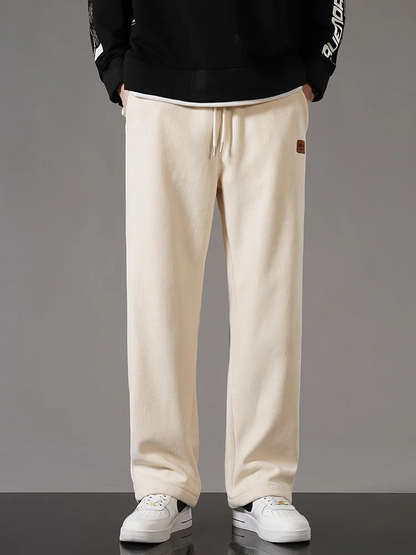 Men's Jogger Pants – Corduroy – Fleece Lined – Loose Fit – Adjustable Waist