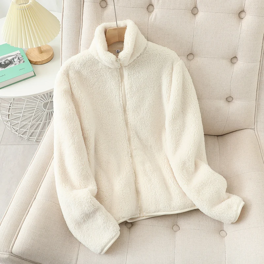 Women's Fleece Jacket – Soft Coral Fleece – Relaxed Fit – Reversible – High Neck