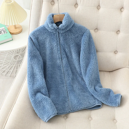 Women's Fleece Jacket – Soft Coral Fleece – Relaxed Fit – Reversible – High Neck
