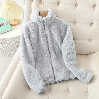 Women's Fleece Jacket – Soft Coral Fleece – Relaxed Fit – Reversible – High Neck