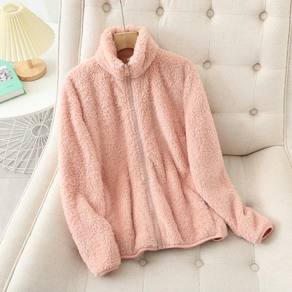Women's Fleece Jacket – Soft Coral Fleece – Relaxed Fit – Reversible – High Neck