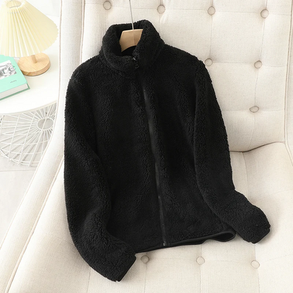 Women's Fleece Jacket – Soft Coral Fleece – Relaxed Fit – Reversible – High Neck