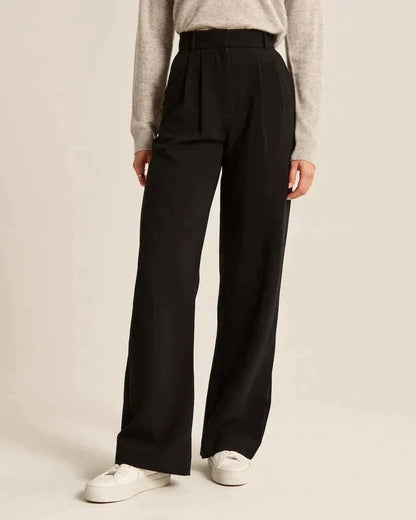 Dame Bukser - Højtaljet Wide-Leg - Komfortabelt Letvægtsstof - Elegant Pasform