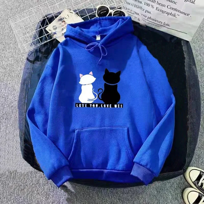 Women's Hoodie – Oversized Fit – Soft Fleece – Fun Cat Print – Casual Streetwear
