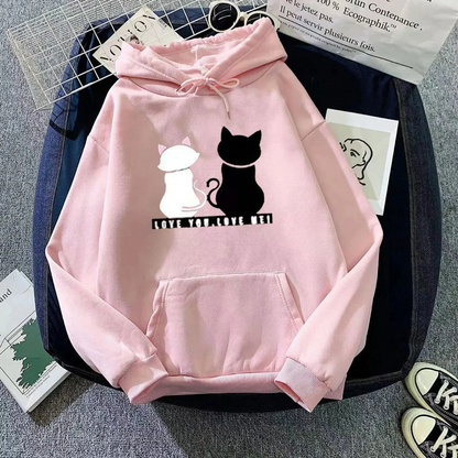 Women's Hoodie – Oversized Fit – Soft Fleece – Fun Cat Print – Casual Streetwear