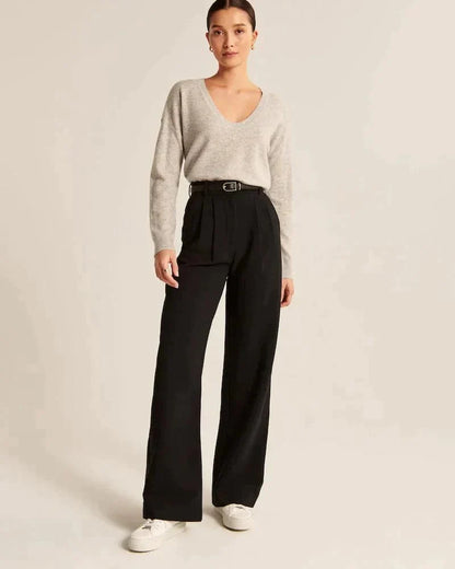 Dame Bukser - Højtaljet Wide-Leg - Komfortabelt Letvægtsstof - Elegant Pasform
