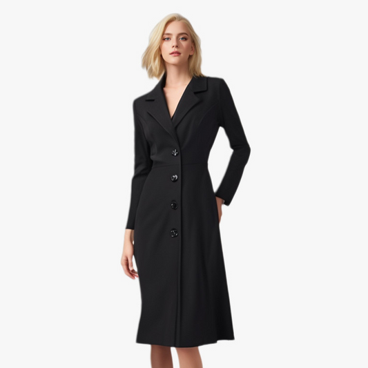 Women's Coat – Wool – Tailored Fit – Classic Lapel – Mid Length – Button Closure
