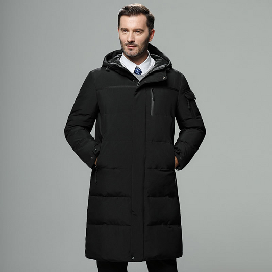 Men’s Puffer Coat - Synthetic - Insulated - Full Length - Adjustable Hood & Cuffs
