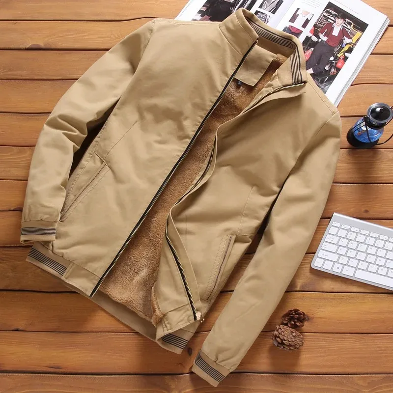 Men's Pilot Jacket – Fleece Lining – Ribbed Edge – Zipper Closure – Relaxed Fit
