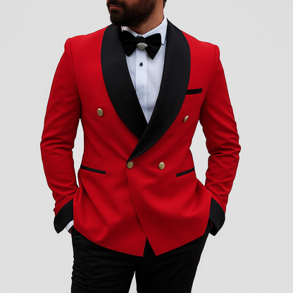 Men’s Formal 2-Piece Suit – Tailored Fit – Double-Breasted Jacket & Trousers – Shawl Lapel