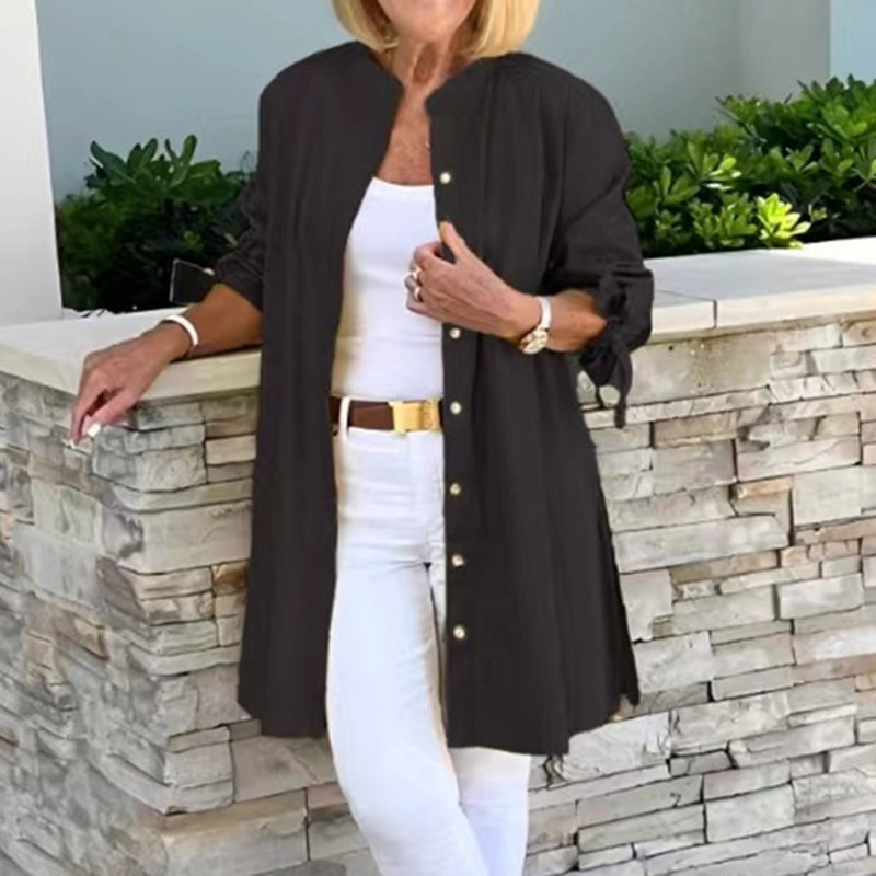 Women's Tunic Shirt – Relaxed Fit – Natural Fibers – Long Sleeves with Buttons