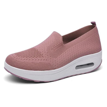 Dame Slip-On Sneakers - Åndbart Strik - Støddæmpende Luftpolstret Sål - Komfortabel