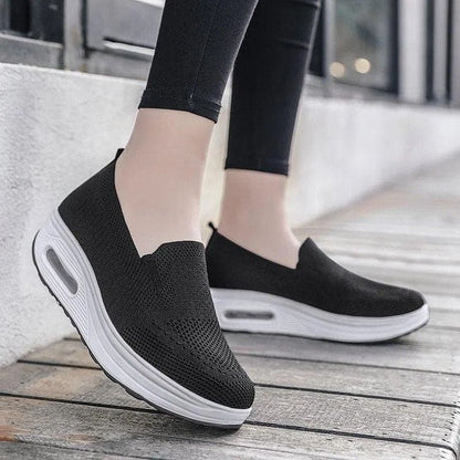 Dame Slip-On Sneakers - Åndbart Strik - Støddæmpende Luftpolstret Sål - Komfortabel