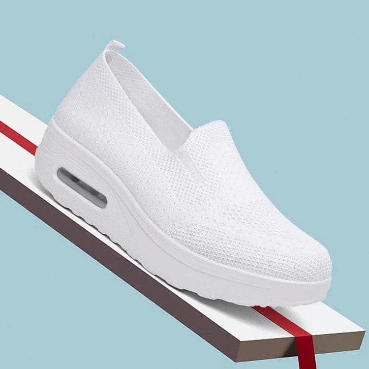 Dame Slip-On Sneakers - Åndbart Strik - Støddæmpende Luftpolstret Sål - Komfortabel