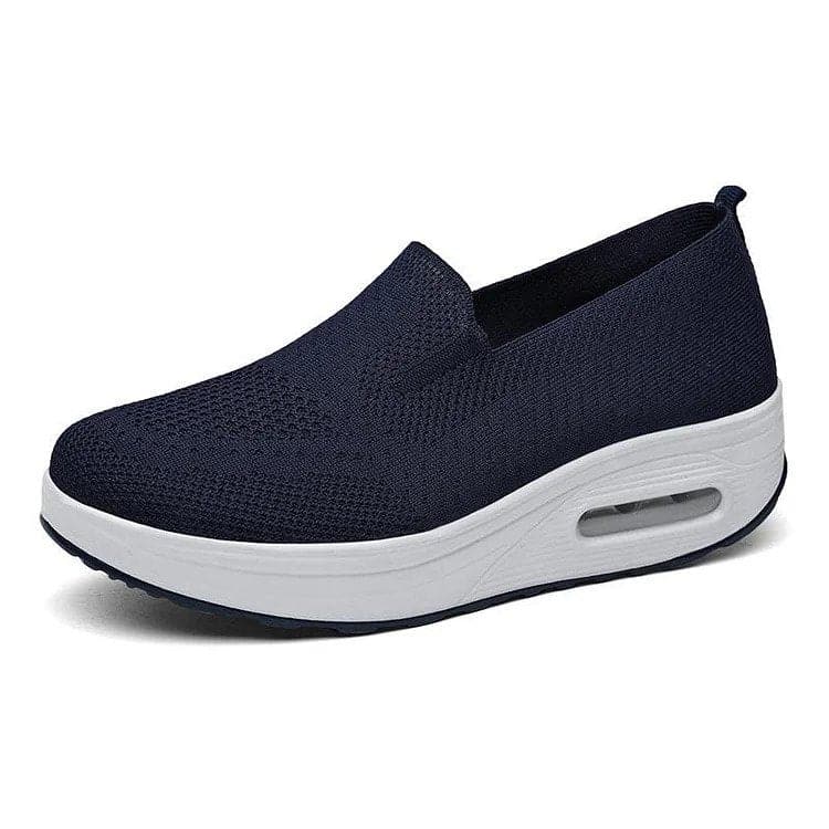 Dame Slip-On Sneakers - Åndbart Strik - Støddæmpende Luftpolstret Sål - Komfortabel