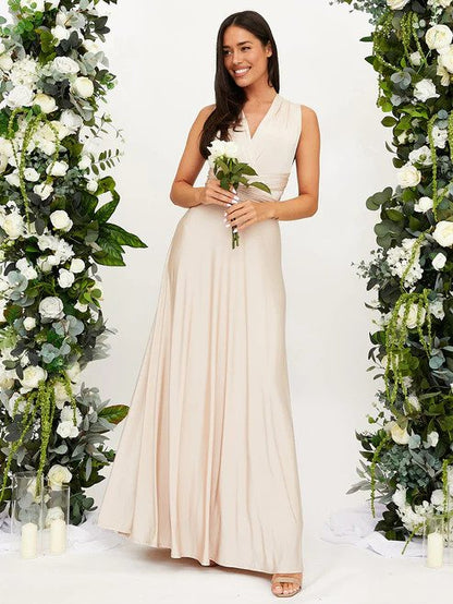 Women Long Dress - Sleeveless A-line - V-neck - Elegant Party Dress