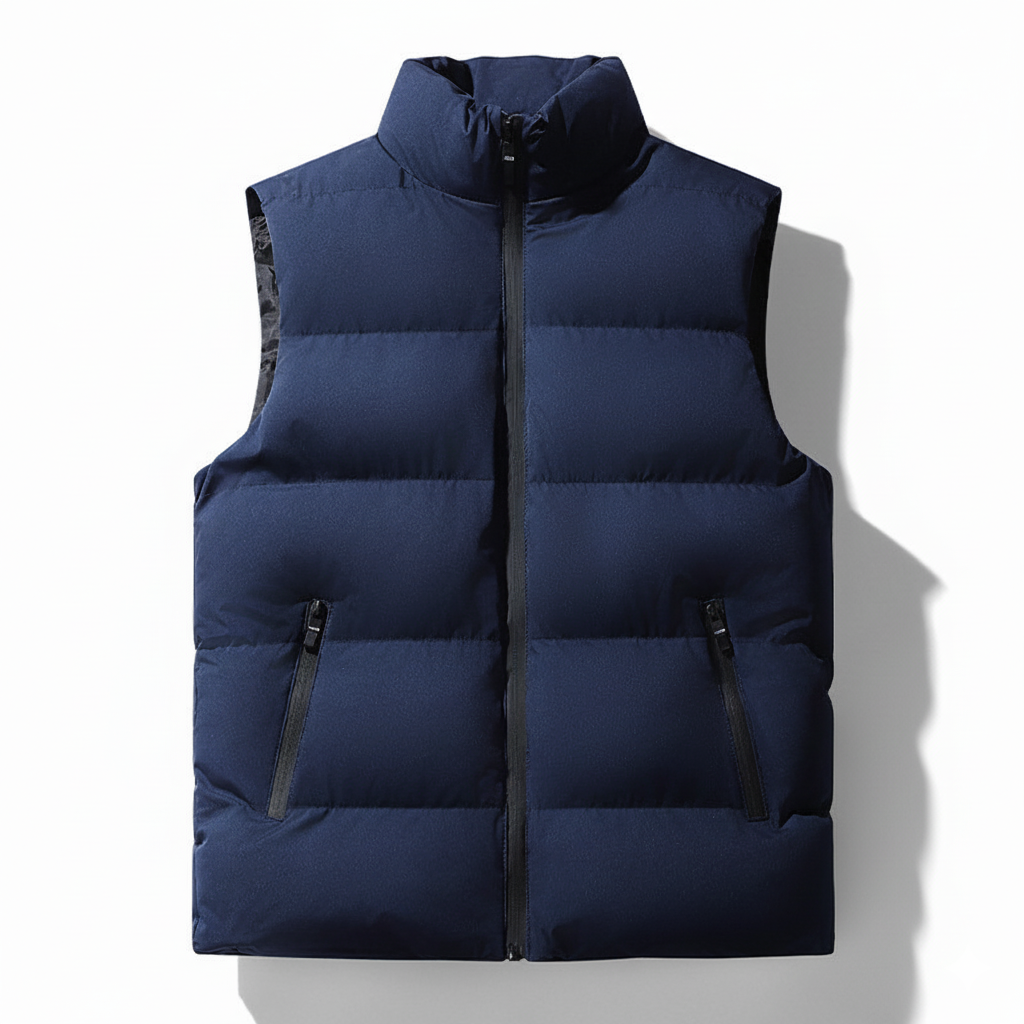 Men's Vests - Lightweight Quilted - Windproof and Warm - High Collar - Zipper Closure