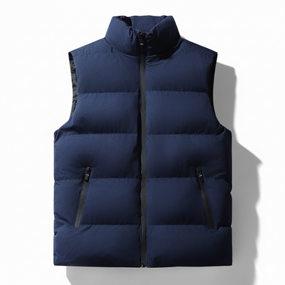 Men's Vests - Lightweight Quilted - Windproof and Warm - High Collar - Zipper Closure