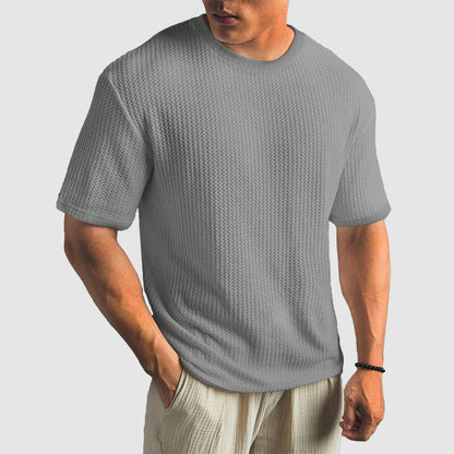 Men's T-shirt – Relaxed Fit – Knitted Texture – Round Neck Short Sleeve