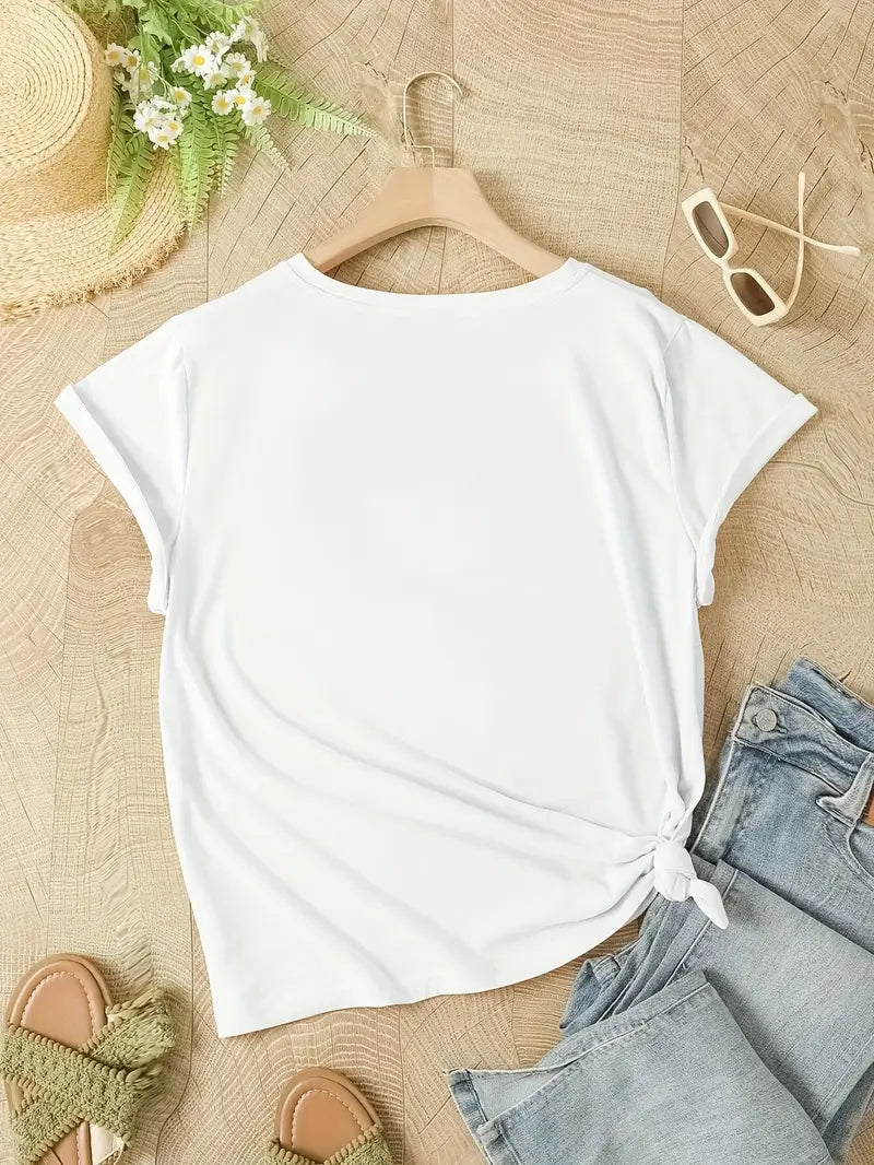 Women's T-shirt – Relaxed Fit – Soft Breathable Fabric – Floral Print – Round Neck