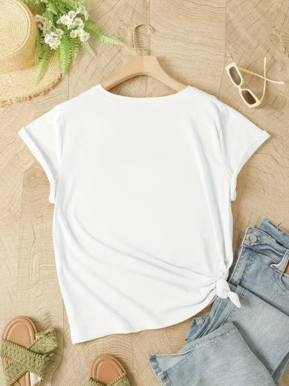Women's T-shirt – Relaxed Fit – Soft Breathable Fabric – Floral Print – Round Neck
