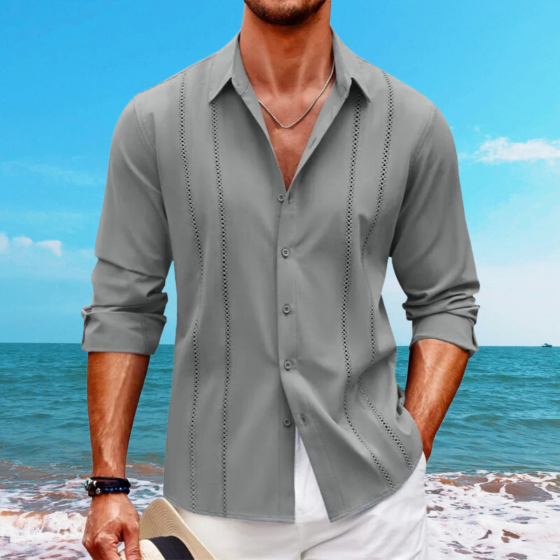 Men's Shirt – Relaxed Fit – Long Sleeve – Breathable Lightweight Material – Button Closure