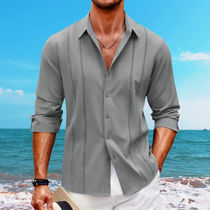 Men's Shirt – Relaxed Fit – Long Sleeve – Breathable Lightweight Material – Button Closure