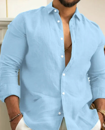 Men's Shirt – Tailored Fit – Long Sleeve – Breathable Lightweight Fabric – Casual Style