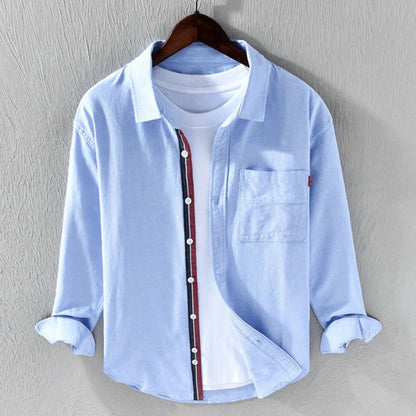 Men's Shirt with Long Sleeves – Regular Fit – Button Closure – Pocket and Contrast Detail