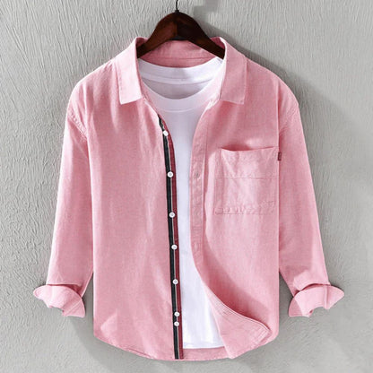 Men's Shirt with Long Sleeves – Regular Fit – Button Closure – Pocket and Contrast Detail