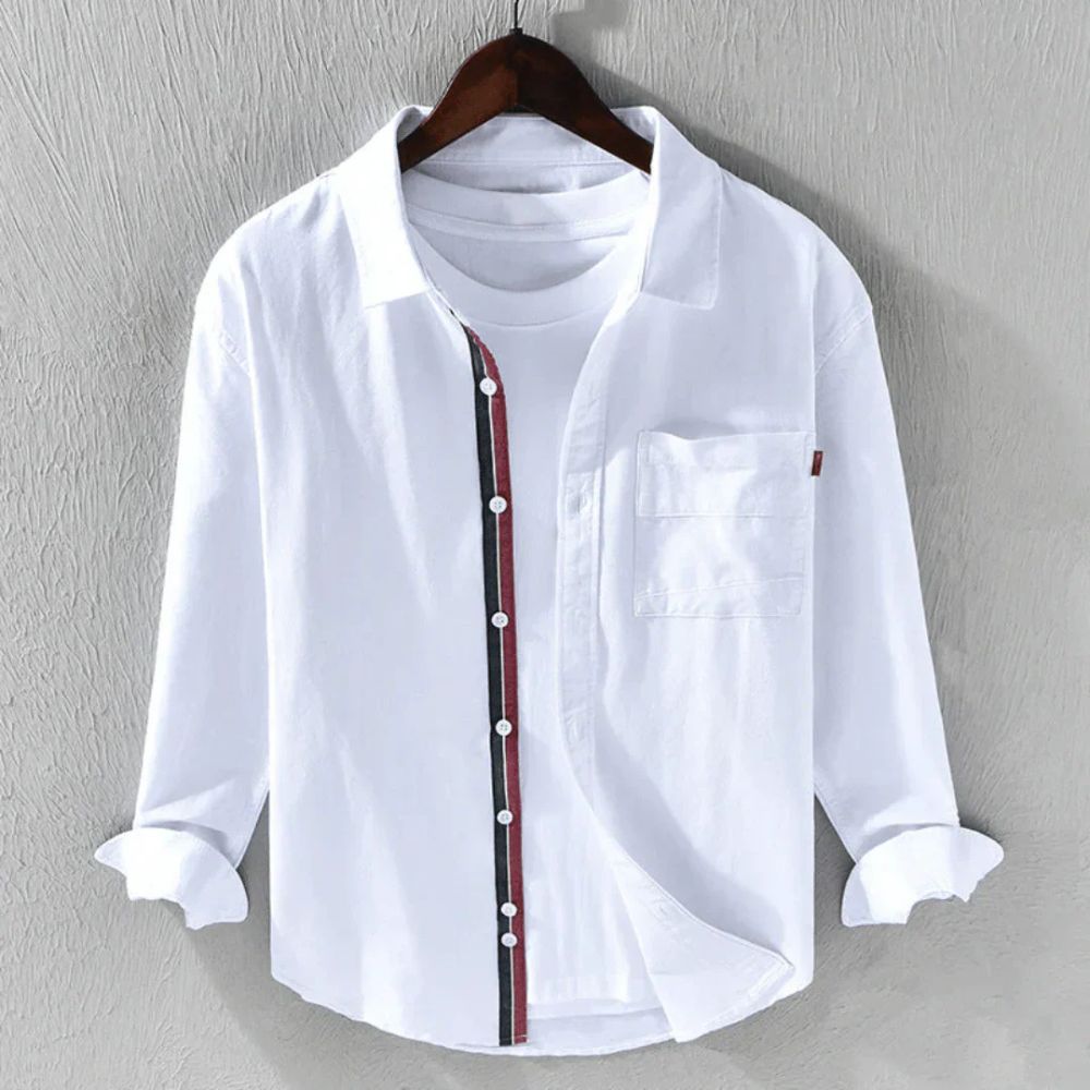 Men's Shirt with Long Sleeves – Regular Fit – Button Closure – Pocket and Contrast Detail