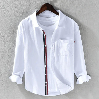 Men's Shirt with Long Sleeves – Regular Fit – Button Closure – Pocket and Contrast Detail
