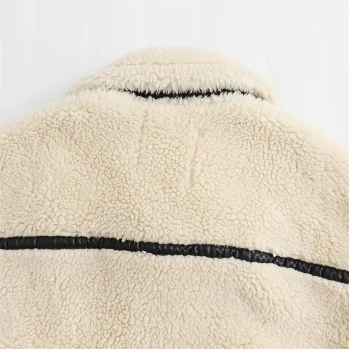 Eleanor Oversized Sherpa Bomber Jacket | Collared Zip Front Jacket