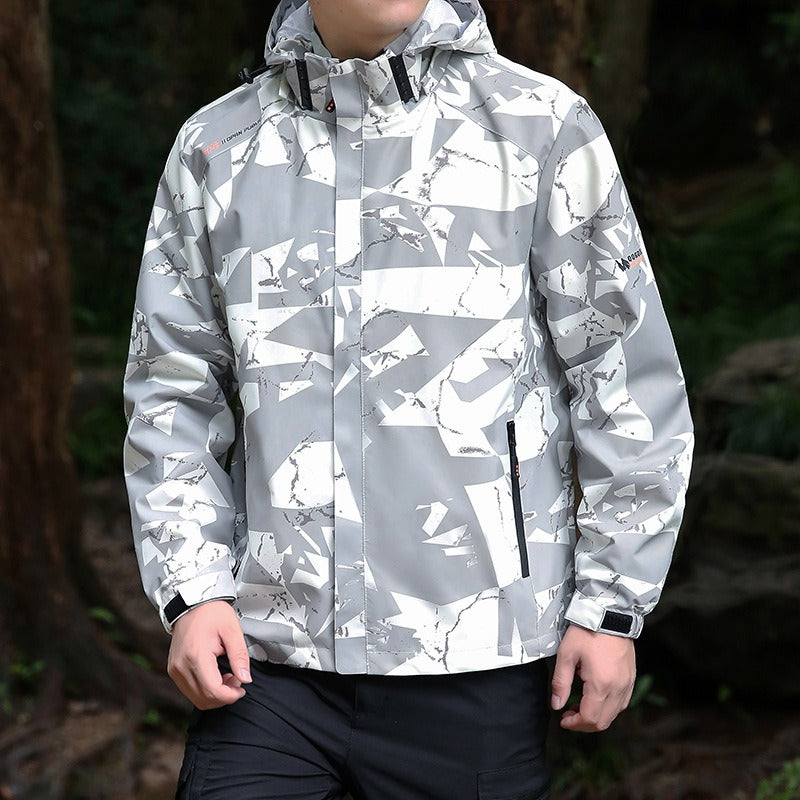 Men’s Jacket - Technical Fabric - Hip Length - Stand-Up Collar With Hood