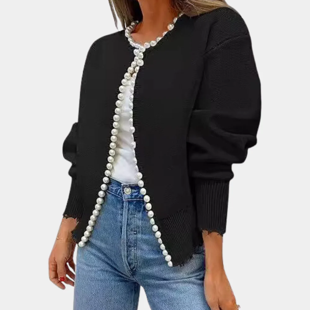 Women's Cardigan – Relaxed Fit – Soft Knit – Pearl Buttons – Long Sleeves