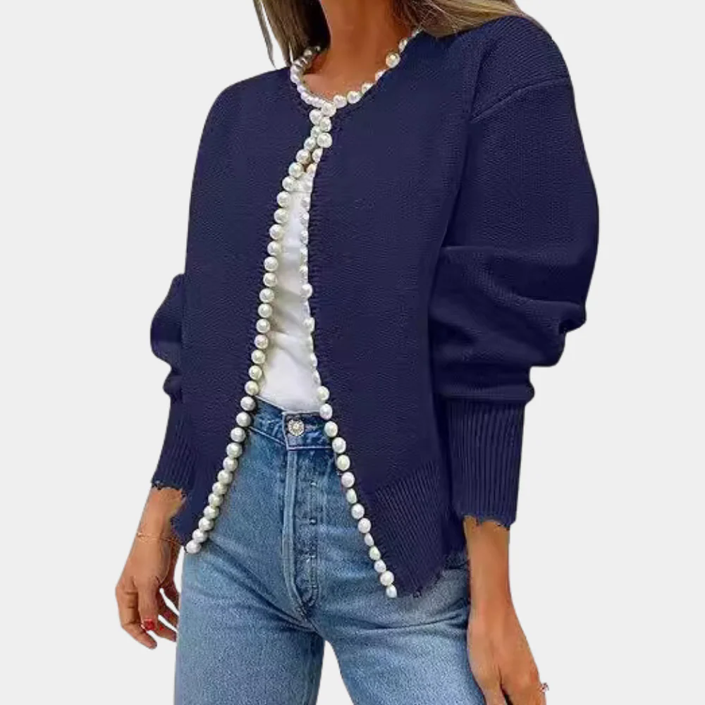 Women's Cardigan – Relaxed Fit – Soft Knit – Pearl Buttons – Long Sleeves