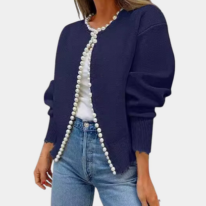 Women's Cardigan – Relaxed Fit – Soft Knit – Pearl Buttons – Long Sleeves