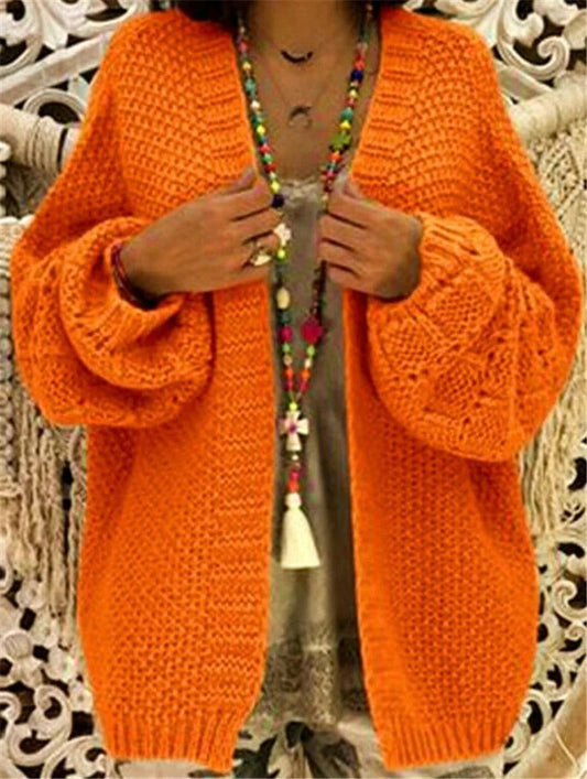 Women's Cardigan – Chunky Knit – Oversized Fit – Open Front – Wide Sleeves