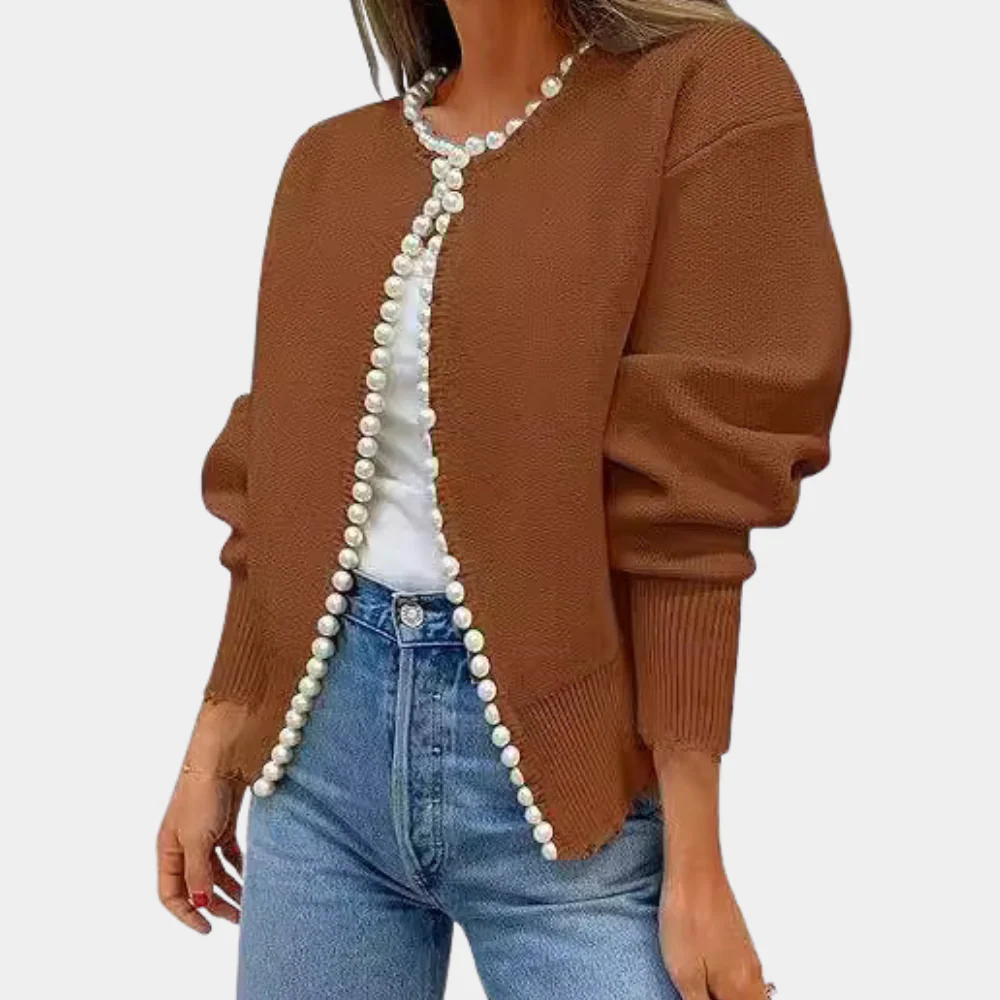 Women's Cardigan – Relaxed Fit – Soft Knit – Pearl Buttons – Long Sleeves