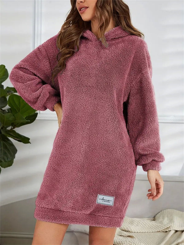 Women's Hoodie Dress – Oversized Fit – Soft Fleece – Long-Sleeved Casual Comfort