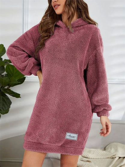 Women's Hoodie Dress – Oversized Fit – Soft Fleece – Long-Sleeved Casual Comfort