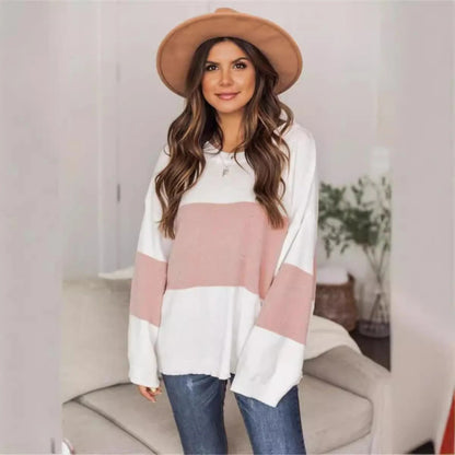 Women's Pullover Sweater – Oversized Fit – Knit Texture – Wide Sleeves Comfortable Style