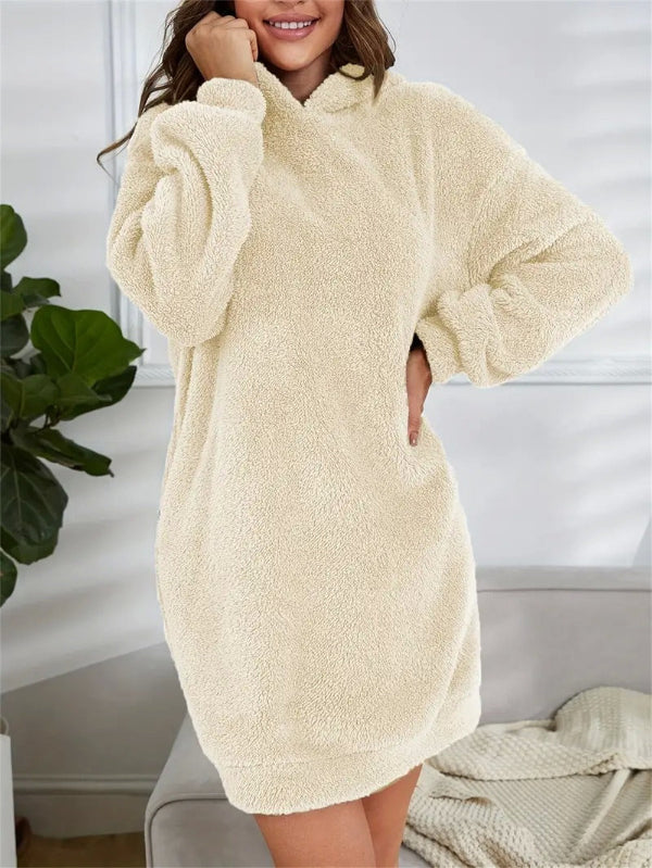 Women's Hoodie Dress – Oversized Fit – Soft Fleece – Long-Sleeved Casual Comfort