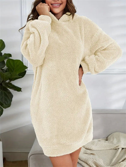 Women's Hoodie Dress – Oversized Fit – Soft Fleece – Long-Sleeved Casual Comfort