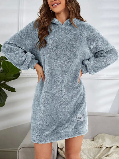 Women's Hoodie Dress – Oversized Fit – Soft Fleece – Long-Sleeved Casual Comfort