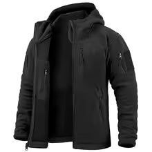 Men's Fleece Jacket – Relaxed Fit – Hood – Zipper – Practical Pockets