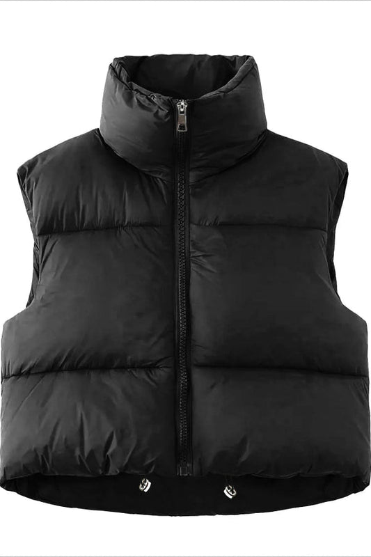 Women’s Vest - Synthetic - Oversized Fit - High Stand Collar - Cropped Length